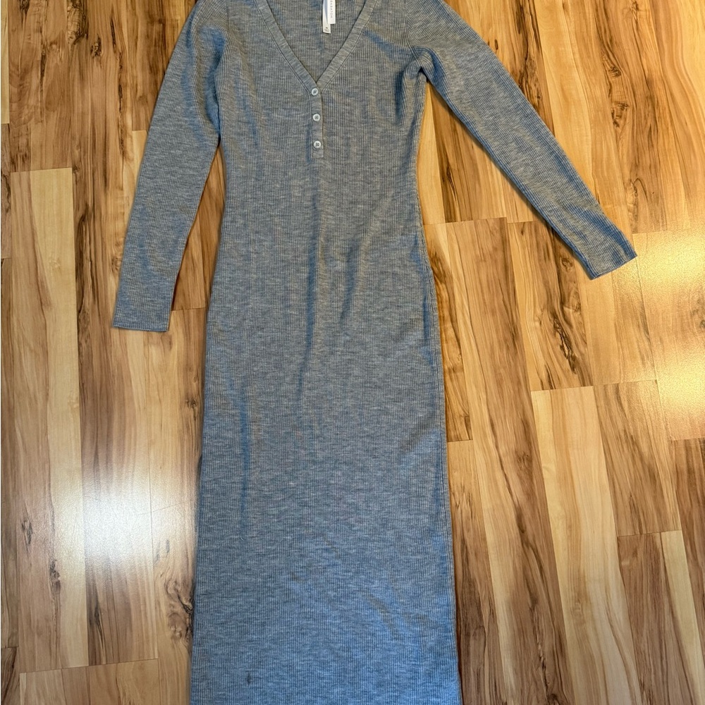 Aritzia Babaton Heather Gray Long Sleeve Knit Bodycon Dress